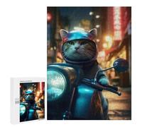 Jigsaw Puzzles for Adults500 PCS Cat on Motorcycle Adult Puzzles Family Games Home Decoration Christmas Birthday Gifts 500 PCS