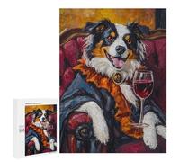 Jigsaw Puzzles for Adults500 PCS Chic Dog with Wine Glass Jigsaws for Adults Puzzle Family Activities Fun Activities at Home Gifts for Friends And Family 500 PCS