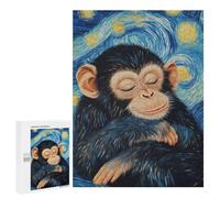 Jigsaw Puzzles for Adults500 PCS Chimpanzee in Starry Night Puzzle for Adults Fun Games Wall Decoration Deal As Gifts for The Whole Family 500 PCS