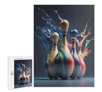 Jigsaw Puzzles for Adults500 PCS Colorful Bowling Pins with Paint Splashes Teenagers Puzzles Anti-Stress Toys Presents for Women Fun Activities at Home 500 PCS