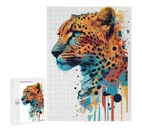 Jigsaw Puzzles for Adults500 PCS Colorful Cheetah Abstract Art Adult Jigsaw Puzzle Hands-on Game But Fun And Humorous Stress Reduction Gifts 500 PCS