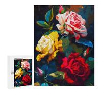 Jigsaw Puzzles for Adults500 PCS Colorful Rose Bouquet Painting Jigsaw for Adults Brain Teaser Game Pattern Assembly Unique Birthday And Gifts 500 PCS