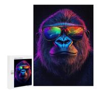 Jigsaw Puzzles for Adults500 PCS Cool Gorilla with Sunglasses Adult Jigsaw Puzzle Family Games Difficult Challenge Fun Activities at Home 500 PCS
