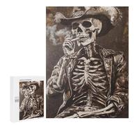 Jigsaw Puzzles for Adults500 PCS Cowboy Skeleton Smoking Jigsaws for Adults Puzzle Family Activities Fun Activities at Home Gifts for Friends And Family 500 PCS