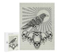 Jigsaw Puzzles for Adults500 PCS Crow with Skull Head Puzzle for Adults Fun Games Wall Decoration Deal As Gifts for The Whole Family 500 PCS