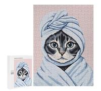 Jigsaw Puzzles for Adults500 PCS Cute Bathroom Cat Poster Teenagers Puzzles Relaxing Games For Family Fun Fun Activities at Home 500 PCS
