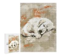 Jigsaw Puzzles for Adults500 PCS Cute Sleeping Golden Retriever Pup Nursery Illustration Digital Art Adult Puzzles Brain Teaser Game Home Decoration Help The Brain Exercise 500 PCS