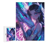 Jigsaw Puzzles for Adults500 PCS Dragon And Girl Neon Bond Jigsaw for Adults Brain Teaser Game Pattern Assembly Unique Birthday And Gifts 500 PCS