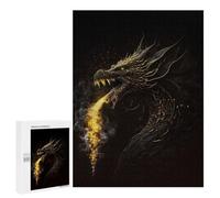 Jigsaw Puzzles for Adults500 PCS Dragon Fire Gold Black Jigsaws for Adults DIY Toys Wall Art Unique Birthday And Xmas Gifts 500 PCS