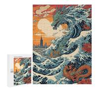 Jigsaw Puzzles for Adults500 PCS Dragon Wave Japan Adult Jigsaw Family Game Staycation Kill Time for Birthday, Chrismas 500 PCS