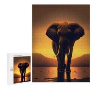 Jigsaw Puzzles for Adults500 PCS Elephant Sunset Adult Jigsaw Puzzle Family Games Difficult Challenge Fun Activities at Home 500 PCS