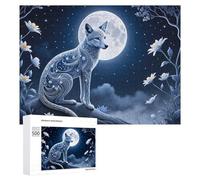 Jigsaw Puzzles for Adults500 PCS Enchanted Night Fox Moon Teenagers Puzzles Anti-Stress Toys Presents for Women Fun Activities at Home 500 PCS