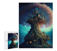 Jigsaw Puzzles for Adults500 PCS Enchanted Treehouse Fantasy Puzzle for Adults Fun Games Wall Decoration Deal As Gifts for The Whole Family 500 PCS