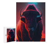Jigsaw Puzzles for Adults500 PCS Fiery Bison Portrait Puzzle for Adults DIY Toys Staycation Kill Time Fun at Home Activities, 500 PCS