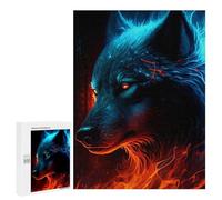 Jigsaw Puzzles for Adults500 PCS Flame Wolf Artwork -3 Puzzle for Adults DIY Toys Staycation Kill Time Fun at Home Activities, 500 PCS