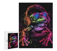 Jigsaw Puzzles for Adults500 PCS Frog DJ Headphones Sunglasses Art Print Jigsaw for Adults Brain Teaser Game Pattern Assembly Unique Birthday And Gifts 500 PCS