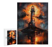 Jigsaw Puzzles for Adults500 PCS Golden Lighthouse Sunset Adult Jigsaw Puzzle Family Games Difficult Challenge Fun Activities at Home 500 PCS