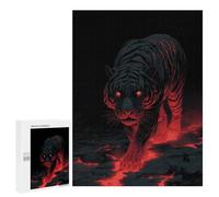 Jigsaw Puzzles for Adults500 PCS Lava Tiger with Red Glowing Eyes Adult Puzzles Brain Teaser Game Home Decoration Help The Brain Exercise 500 PCS