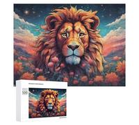 Jigsaw Puzzles for Adults500 PCS Lion Amidst Flowers Under Starry Sky Teenagers Puzzles Anti-Stress Toys Presents for Women Fun Activities at Home 500 PCS
