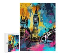 Jigsaw Puzzles for Adults500 PCS London's Vibrant Landmarks Adult Jigsaw Puzzles For Family Fun Fun Activities at Home Challenging Family Fun Game 500 PCS