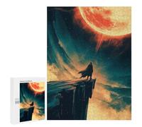 Jigsaw Puzzles for Adults500 PCS Lone Figure Under A Fiery Sky Adult Puzzles Brain Teaser Game Home Decoration Help The Brain Exercise 500 PCS