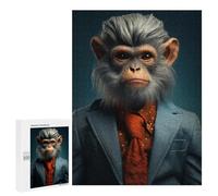 Jigsaw Puzzles for Adults500 PCS Monkey in Suit Animal Art Adult Puzzles Brain Teaser Game Home Decoration Help The Brain Exercise 500 PCS