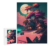 Jigsaw Puzzles for Adults500 PCS Moonlit Tropical Hideaway -1 Puzzle for Adults Fun Games Wall Decoration Deal As Gifts for The Whole Family 500 PCS