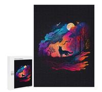 Jigsaw Puzzles for Adults500 PCS Moonlit Wolf Silhouette Puzzle for Adults DIY Toys Staycation Kill Time Fun at Home Activities, 500 PCS