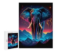 Jigsaw Puzzles for Adults500 PCS Neon Elephant Mountainscape Adult Jigsaw Puzzle Hands-on Game But Fun And Humorous Stress Reduction Gifts 500 PCS