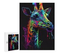 Jigsaw Puzzles for Adults500 PCS Neon Giraffe Portrait Adult Jigsaw Puzzle Hands-on Game But Fun And Humorous Stress Reduction Gifts 500 PCS