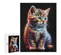 Jigsaw Puzzles for Adults500 PCS Neon Kitten Art Print Adult Jigsaw Puzzle Hands-on Game But Fun And Humorous Stress Reduction Gifts 500 PCS