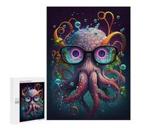 Jigsaw Puzzles for Adults500 PCS Octopus Glasses Ocean Art Print -1 Jigsaw for Adults Brain Teaser Game Pattern Assembly Unique Birthday And Gifts 500 PCS
