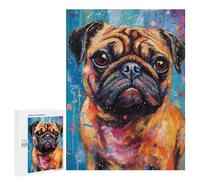 Jigsaw Puzzles for Adults500 PCS Palette Pug Dog Painting Jigsaw for Adults Family Games But Fun And Humorous Help The Brain Exercise 500 PCS