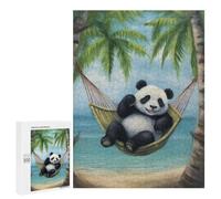 Jigsaw Puzzles for Adults500 PCS Panda in Hammock Beach Adult Jigsaw Family Game Staycation Kill Time for Birthday, Chrismas 500 PCS