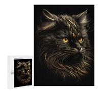 Jigsaw Puzzles for Adults500 PCS Persian Cats Black Gold Jigsaw for Adults Brain Teaser Game Pattern Assembly Unique Birthday And Gifts 500 PCS
