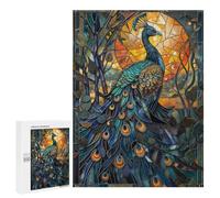 Jigsaw Puzzles for Adults500 PCS Radiant Stained Peacock Adult Jigsaw Family Game Staycation Kill Time for Birthday, Chrismas 500 PCS