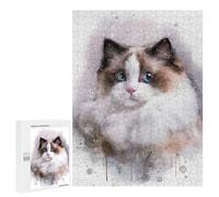 Jigsaw Puzzles for Adults500 PCS Ragdoll Watercolor Adult Jigsaw Puzzle Family Game Presents for Women Challenging Game Gifts 500 PCS