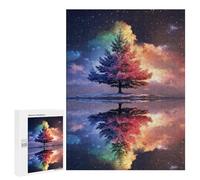 Jigsaw Puzzles for Adults500 PCS Rainbow Tree Reflection Night Sky Adult Jigsaw Puzzles For Family Fun Fun Activities at Home Challenging Family Fun Game 500 PCS