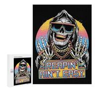 Jigsaw Puzzles for Adults500 PCS Reapin' Ain't Easy Cool Skeleton Art Puzzle for Adults Fun Games Wall Decoration Deal As Gifts for The Whole Family 500 PCS