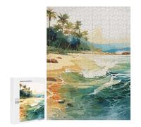 Jigsaw Puzzles for Adults500 PCS Sandy Tropical Beach Day Adult Puzzles Brain Teaser Game Home Decoration Help The Brain Exercise 500 PCS