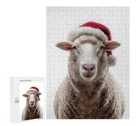 Jigsaw Puzzles for Adults500 PCS Sheep Wearing Santa Hat Puzzle for Adults DIY Toys Staycation Kill Time Fun at Home Activities, 500 PCS
