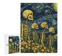 Jigsaw Puzzles for Adults500 PCS Skeletons Starry Night Puzzle for Adults DIY Toys Staycation Kill Time Fun at Home Activities, 500 PCS