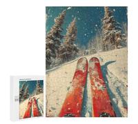 Jigsaw Puzzles for Adults500 PCS Ski Vintage Skiing Adult Puzzles Brain Teaser Game Home Decoration Help The Brain Exercise 500 PCS