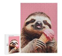 Jigsaw Puzzles for Adults500 PCS Sloth Eating Ice Cream Adult Jigsaw Puzzle Family Games Difficult Challenge Fun Activities at Home 500 PCS