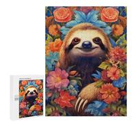 Jigsaw Puzzles for Adults500 PCS Sloth Flower Portrait Puzzle for Adults Fun Games Wall Decoration Deal As Gifts for The Whole Family 500 PCS