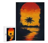 Jigsaw Puzzles for Adults500 PCS Sunset Palm Silhouette Adult Puzzles Brain Teaser Game Home Decoration Help The Brain Exercise 500 PCS