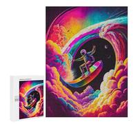 Jigsaw Puzzles for Adults500 PCS Surfing The Cosmic Rainbow Adult Jigsaw Puzzle Hands-on Game But Fun And Humorous Stress Reduction Gifts 500 PCS