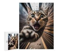 Jigsaw Puzzles for Adults500 PCS Surprised Cat's Close-Up Puzzle for Adults DIY Toys Staycation Kill Time Fun at Home Activities, 500 PCS