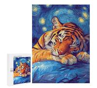 Jigsaw Puzzles for Adults500 PCS Tiger Sleeping Under Starry Night Adult Jigsaw Puzzle Family Games Difficult Challenge Fun Activities at Home 500 PCS