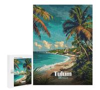 Jigsaw Puzzles for Adults500 PCS Tulum Mexico Beach Travel Adult Puzzles Brain Teaser Game Home Decoration Help The Brain Exercise 500 PCS